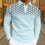 Men's Geometic Golf Polo Long Sleeve Polo Shirts Athleisure Daily Wear 3D Prints Breathable Buttons Tops 2025 Fall Winter