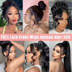 Straight 250 Density Real Full Lace Human Hair Wig Brazilian Pre Plucked 360 HD Full Lace Invisible Strap Snug Fit Wig For Women