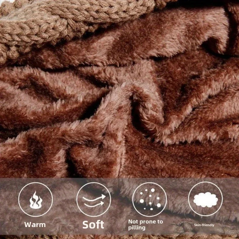 Women's Winter Hat Scarf Set - Thermal Wool Pom Beanie&Balaclava for Extreme Cold versatile hat with attached scarf  knitted hat