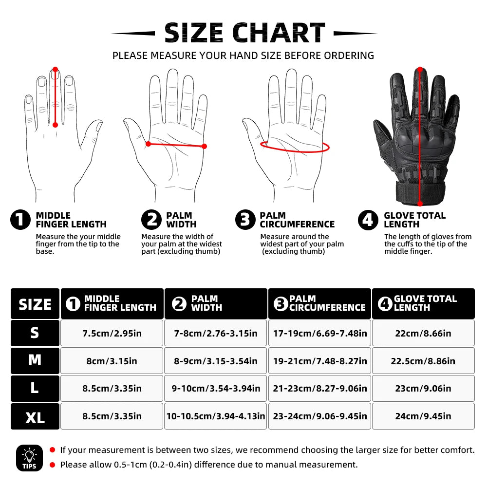 PU Leather Full Finger Tactical Touch Screen Gloves Hiking Cycling Training Climbing Airsoft Hunting Non-slip Protective Gear