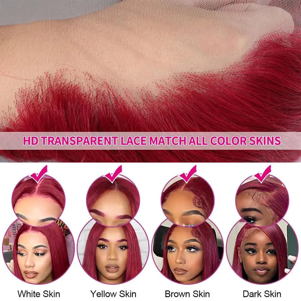 Burgundy 99J Body Wave Lace 13x6 HD Front Wigs Human Hair Pre Plucked with Baby Hair 13x4 Lace Front Wigs for Black Women