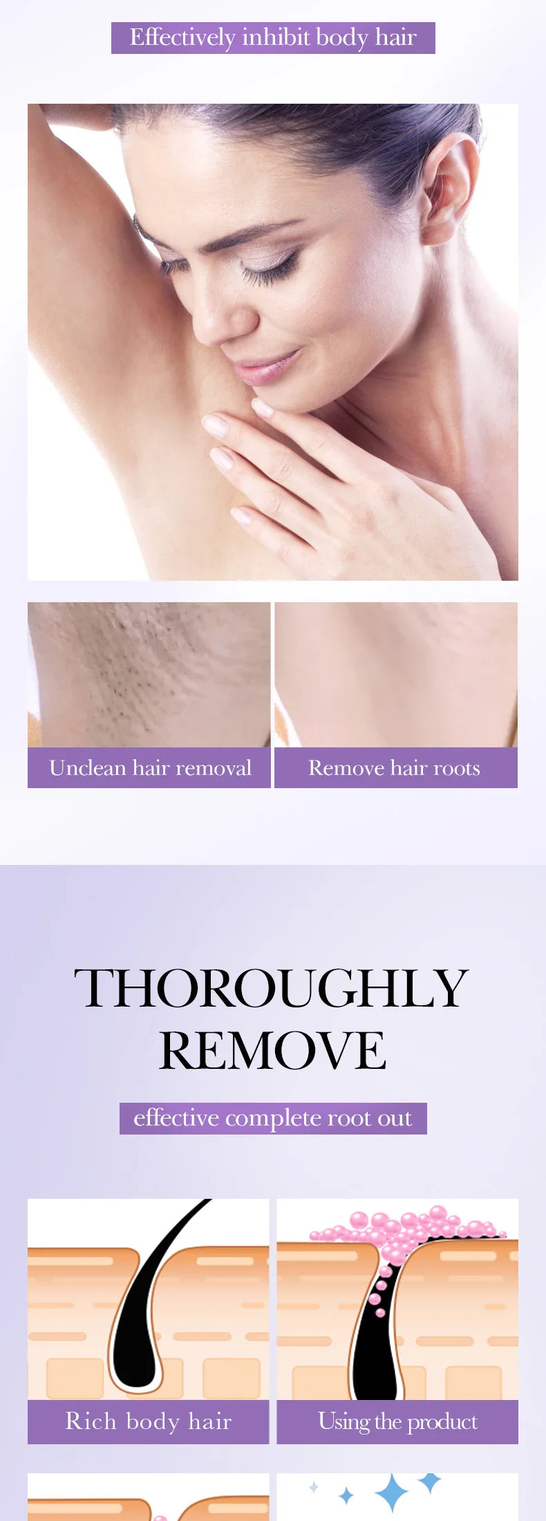 Natural Hair Inhibiting Spray Gently Soothes Nourishes Skin Painless Depilatory Agent Inhibits Hair Growth in Chest Armpit Thigh