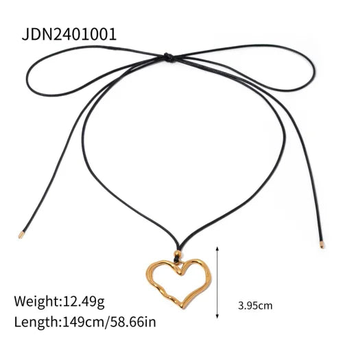 Youthway Trendy Stainless Steel Waterproof Irregular Geometric Metal Wax Rope Necklace Gold Silver For Women Jewelry Gift
