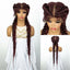 1B/30 Dark Brown Synthetic Lace Frontal Dutch Box Braided Wigs for Black Women Fishtail Braids Wigs with Baby Hair Cornrow Wigs