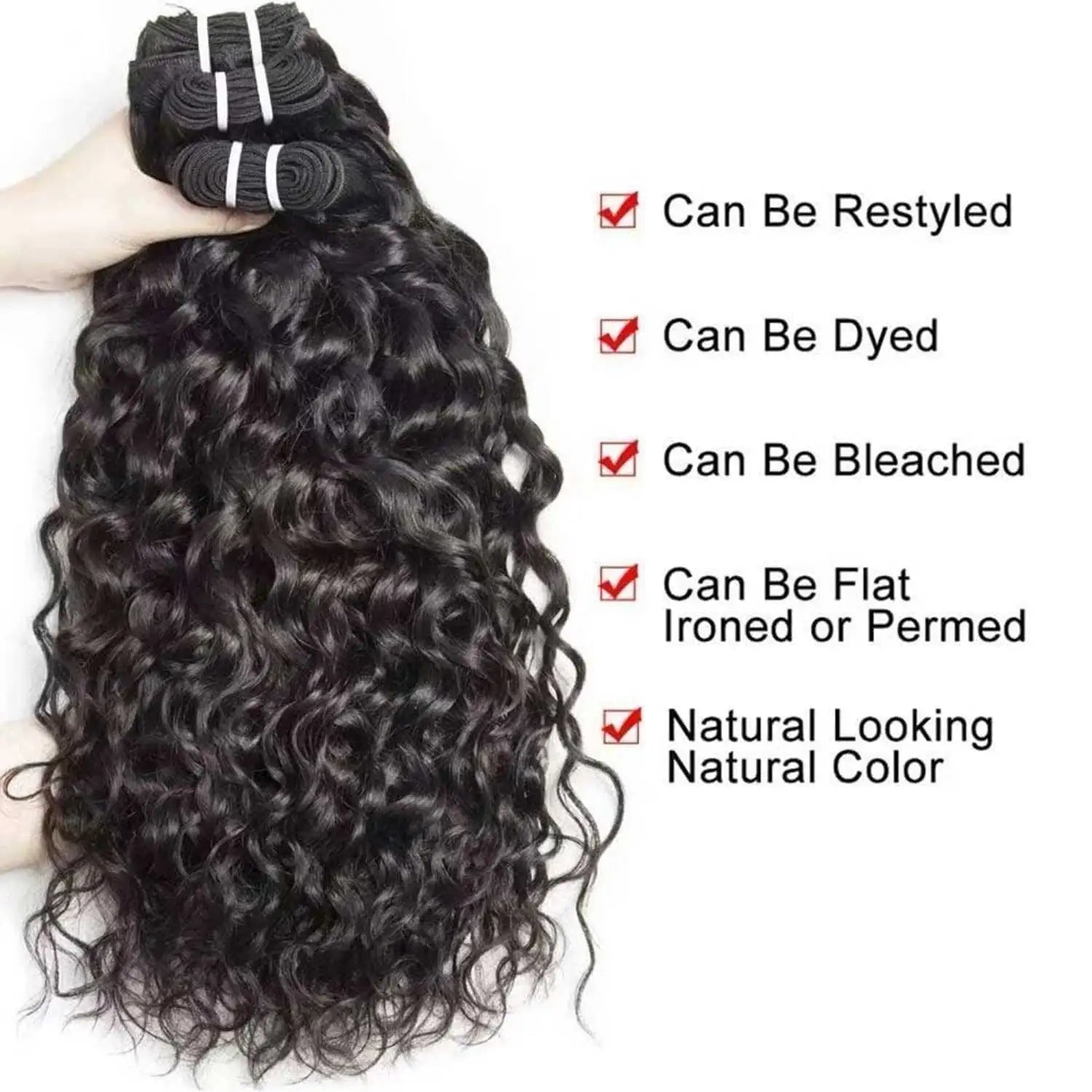 Water Wave Human Hair Bundles Curly Deep Wave 3 Bundles Brazilian Natural Black Human Hair Remy Hair Human Hair Natural
