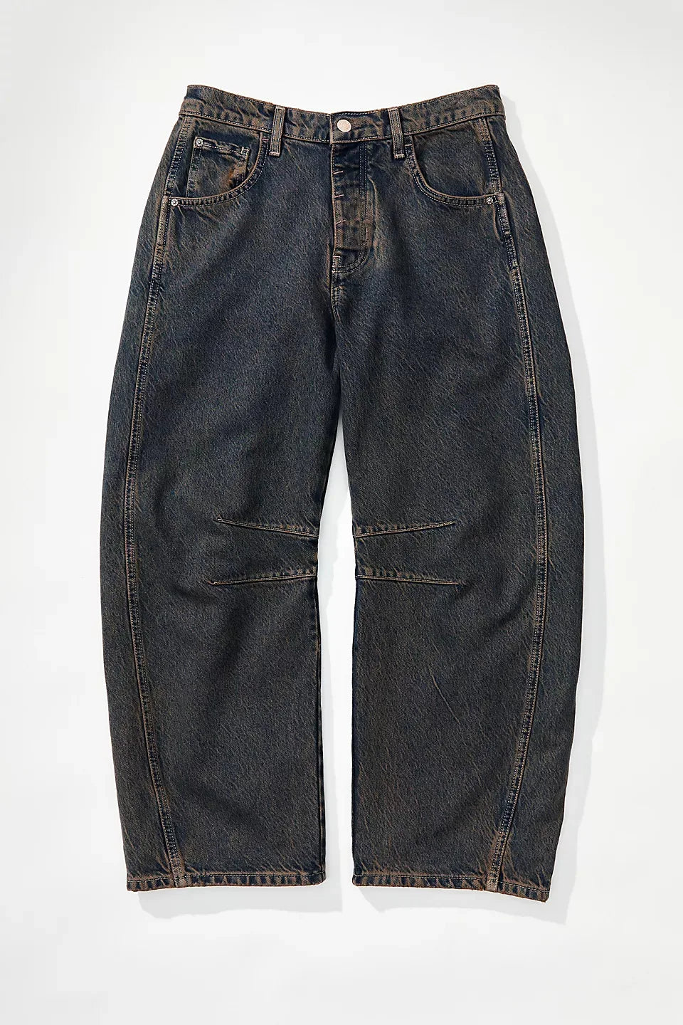 Midiross High Stretch Mid-Rise Barrel Jeans Fashion wide Leg Shape Women Casual Baggy Mid Waist Denim Pants