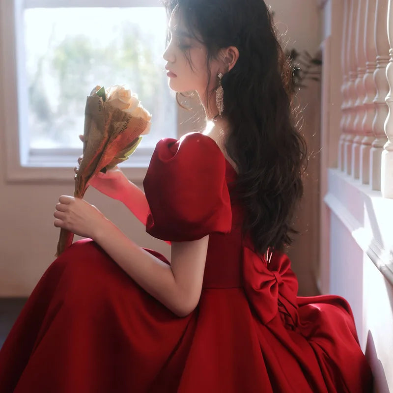 Wedding Dress Party Dresses  New Red Style Retro Bridal Princess Engagement Evening Dress Secondary image