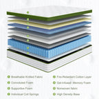 BedStory 12-14'' Hybrid Mattress, Full/King/Queen Size Mattress , Gel Memory Foam & Pocket Springs for Pressure Relief & Support