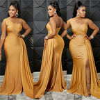 Sexy One Shoulder Elegant Evening Dresses for Women Party Night Mermaid Dress Backless Side Split Bodycon Long Dress Vestidos