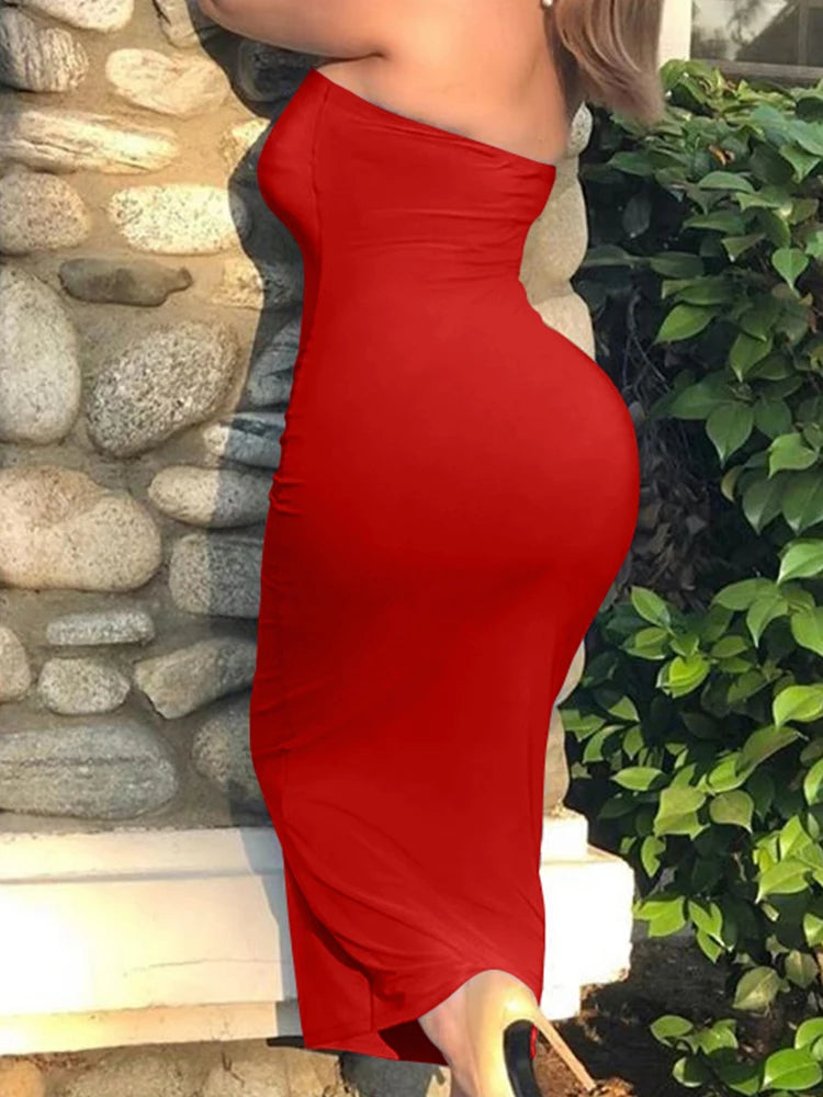 Summer Women's Sexy Sleeveless Chest Wrapped Long Beach Dress