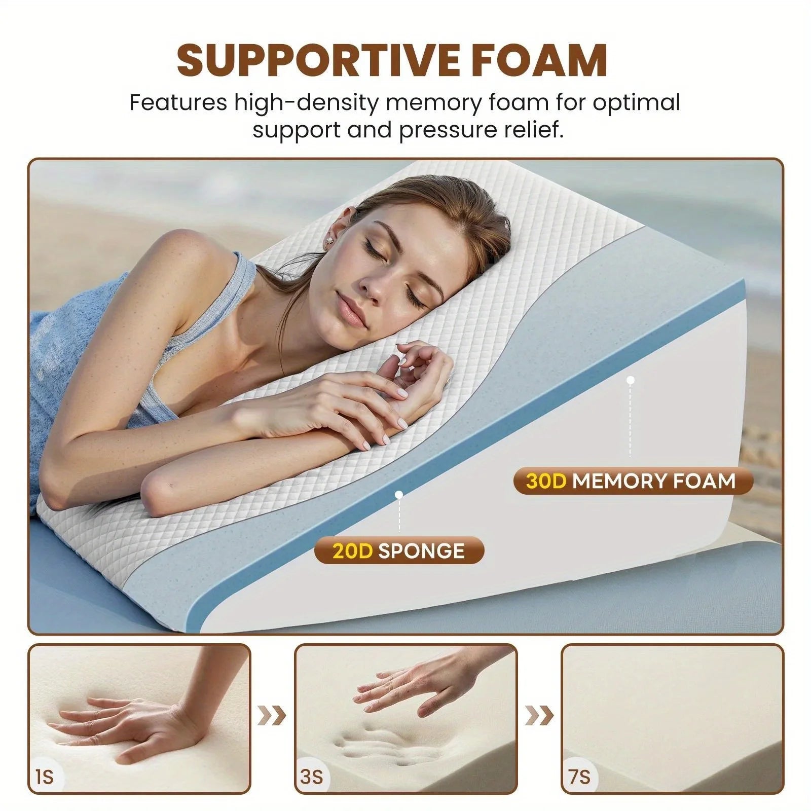 Wedge Pillow, Body Pillow For Sleep Apnea, Neck Relief, Post Surgery, Sleeping Comfort, Acid Reflux, Heartburn, Back Relief And Snoring, 12Inch