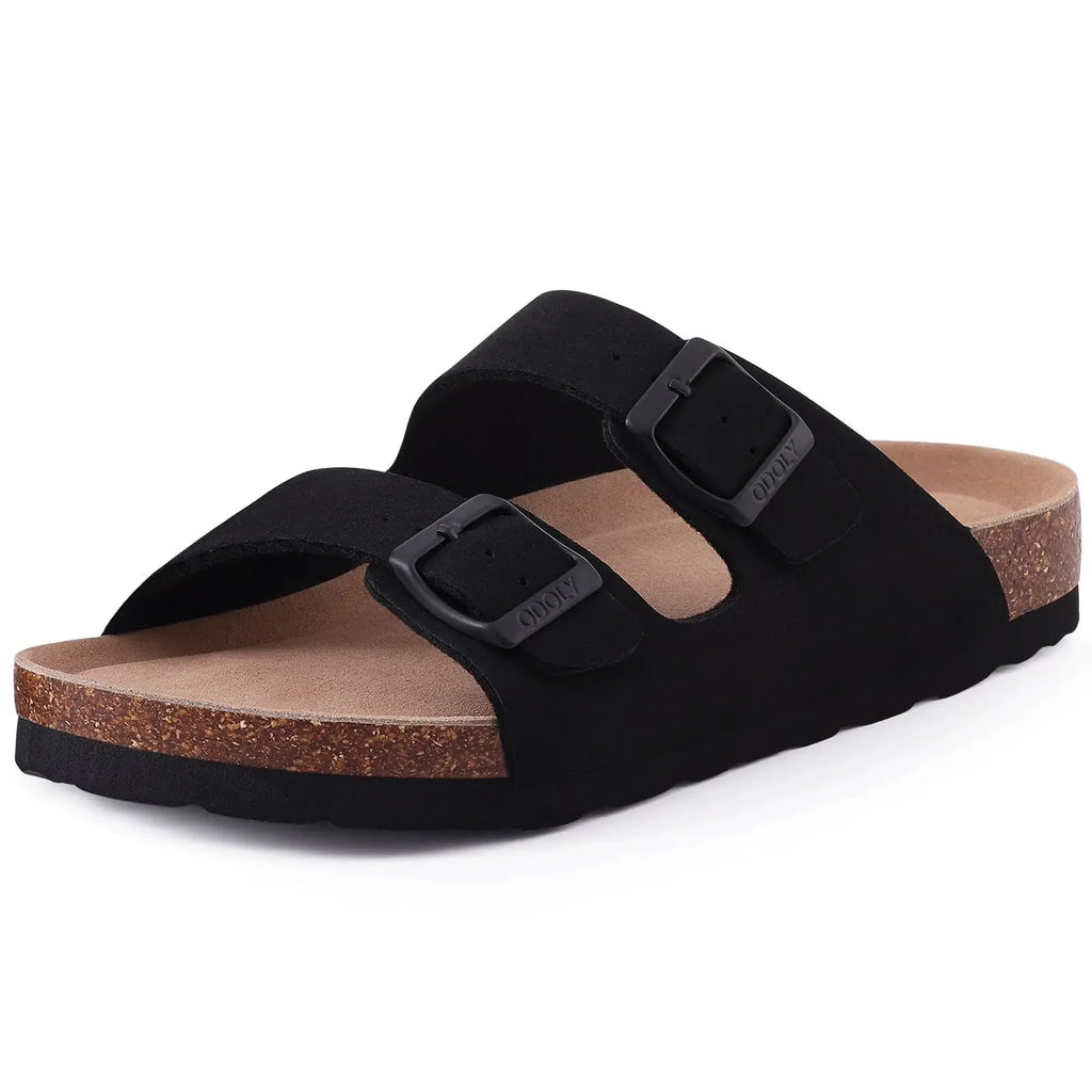 Comwarm Men Suede Clogs Slippers Classic Cork Footbed Mules Women Cozy Fashion Clogs Shoes With Arch Support Men Beach Sandals