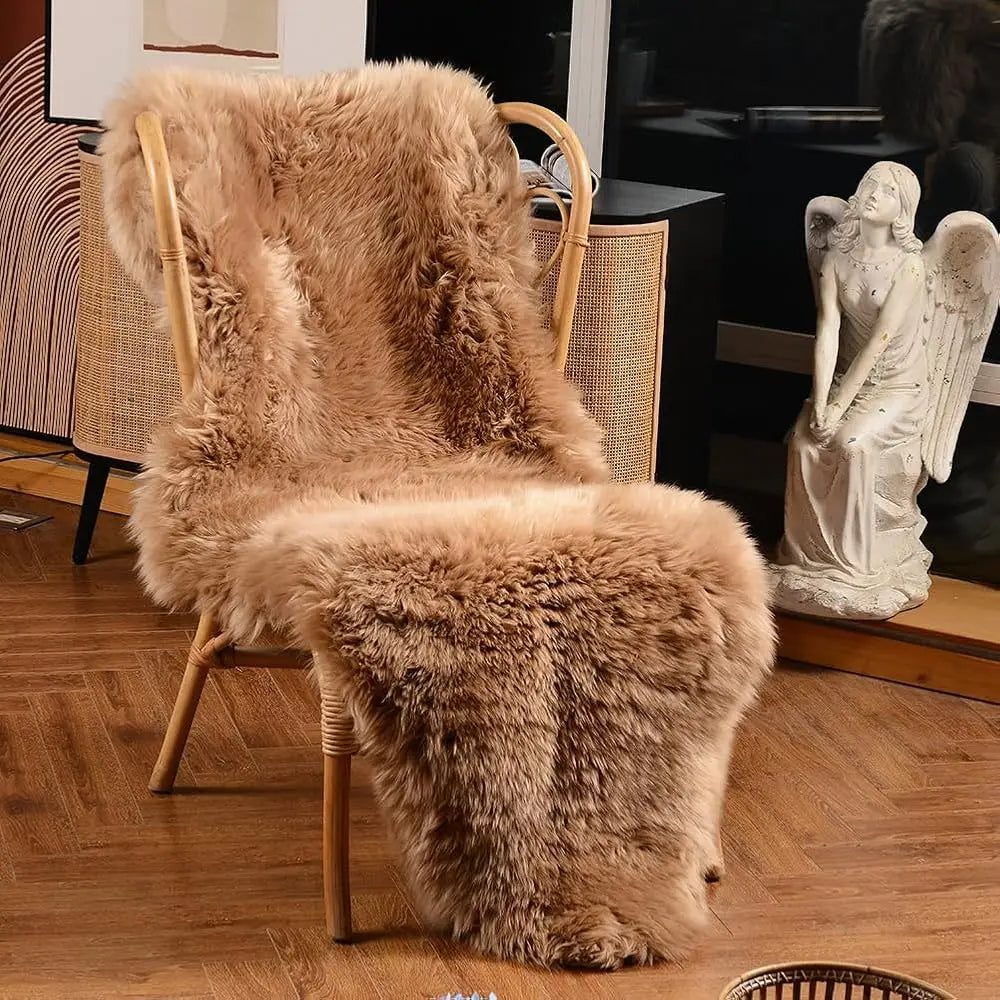 Genuine Sheepskin Area Rug Wool Rug Fur Carpet Fluffy Shaggy Fur Rug For Living Room Kids Bedroom Real Sheepskin Throw Lambskin