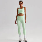 Women's Gym Workout Yoga Outfit Sets Naked feel fabric Beautiful Back Bra outdoor Running Fitness Butt-lifting Yoga Pants Suit