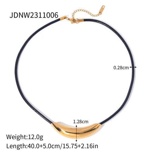 Youthway Trendy Stainless Steel Waterproof Irregular Geometric Metal Wax Rope Necklace Gold Silver For Women Jewelry Gift