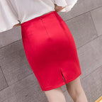 Basic OL Back Split Slim Skirt for Women, Korean Fashion, Bodycon Pencil Office, Elegant Black Knee Length, HighWaist Shirts,