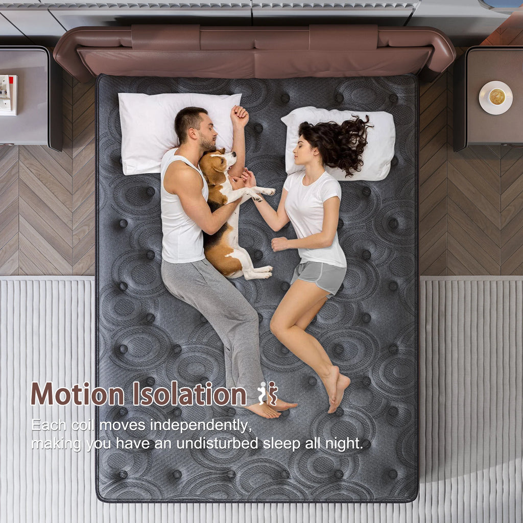 9" Twin Full King Queen Size Mattress in a Box Hybrid Spring Memory Foam,Euro Top Mattresses Medium Firm for Motion Isolat