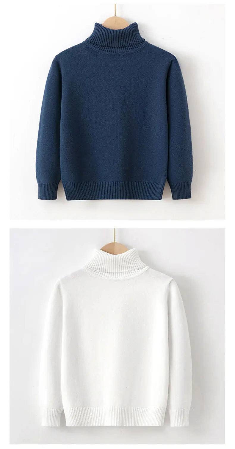 2026 Autumn Winter Children's Cotton Sweater Full Sleeve Turtleneck Knitwear Baby Boys Girls Clothing Warm Soft Jumper Pullovers