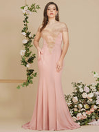 Women Evening Dresses Evening Prom Formal Gowns Wedding Party Long Dress Lace Applique Off Shoulder Dresses Gala