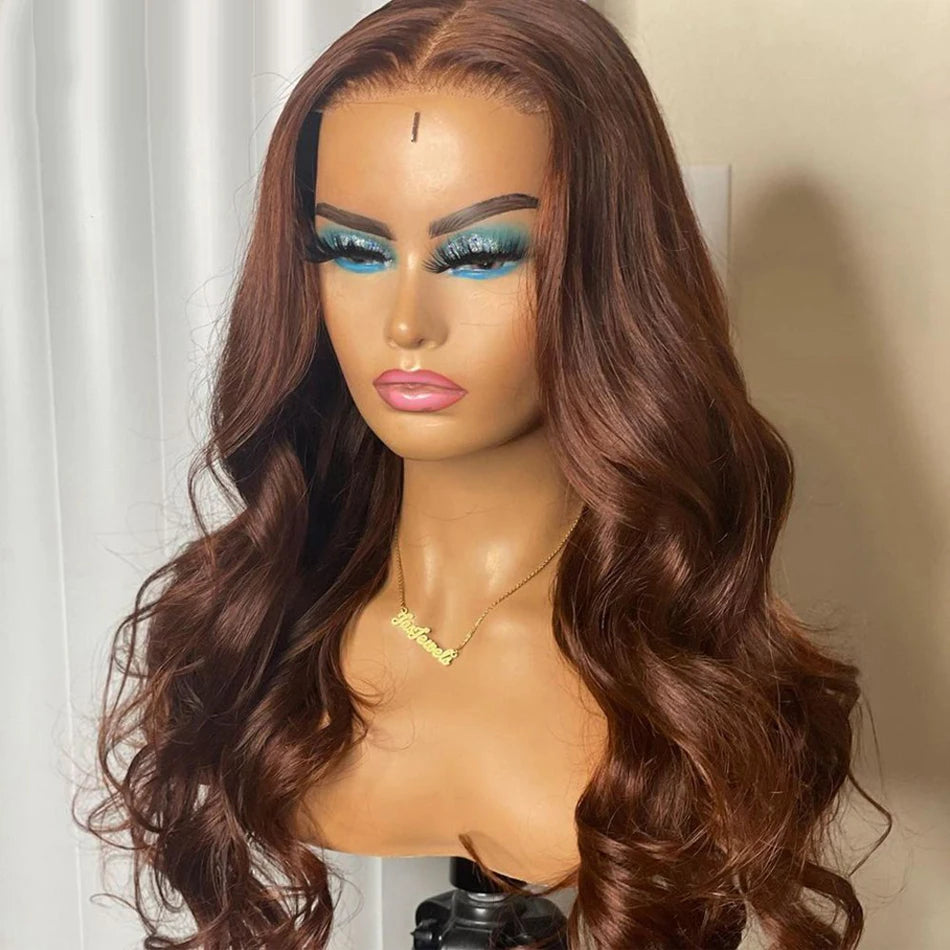 13x6 Chocolate Brown Fall Colored Human Hair Wigs HD Transparent Lace Front Human Hair Wigs Body Wave Human Hair Frontal Wigs