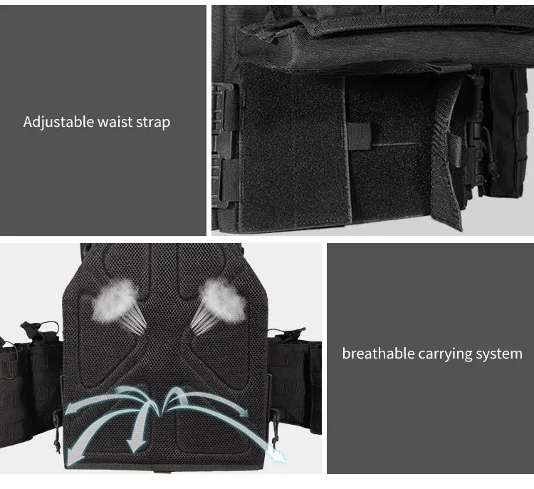YAKEDA Quick Release 1000D Nylon Tactical Outdoor Vest With Adjustable and Molle System for Airsoft Hunting