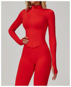 New Women Seamless Zipper Jacket Yoga Long Sleeved Gym Top Yoga Push Up Jacket Fitness Running Workout Sport Coat Women's Shirts