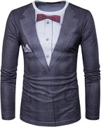 3D Print Realistic Suit Tuxedo Pattern T Shirts Men Long Sleeve Casual Fashion T-shirt Sweatshirt Breathable Streetwear Tshirt