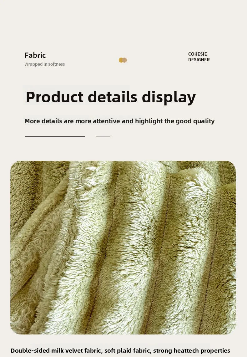 Thickened Material Suitable for Bedroom 1 Piece of Plush Blanket with Wide Terms, Solid Color Multifunctional Flannel Blanket