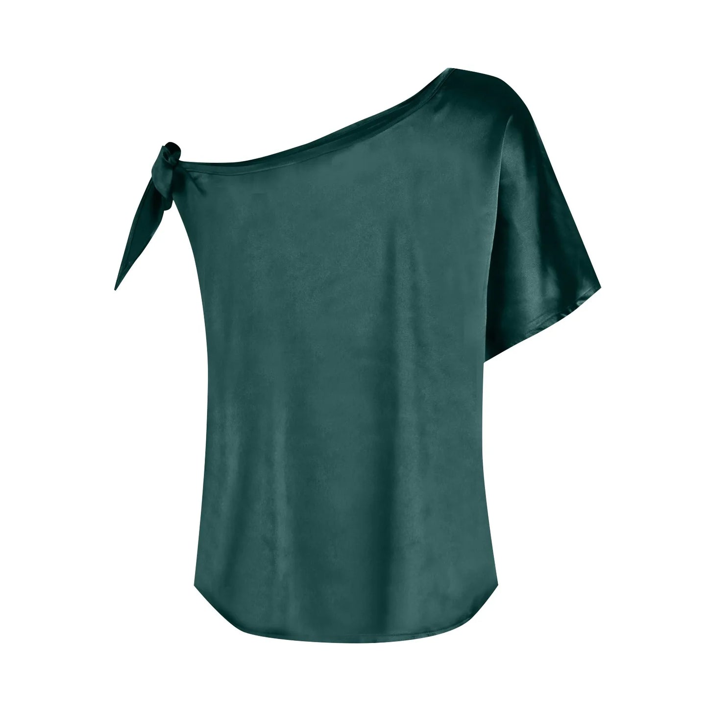 Womens Tops 2026 Pullover Fashionable And Sexy Women'S Solid Color Satin Pullover One-Shoulder Sleeveless Top топ летний