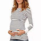 Long Sleeve O-Neck Maternity Cotton Nursing Tees Summer Striped Lactation Tops Postpartum Woman Breastfeeding T-Shirt