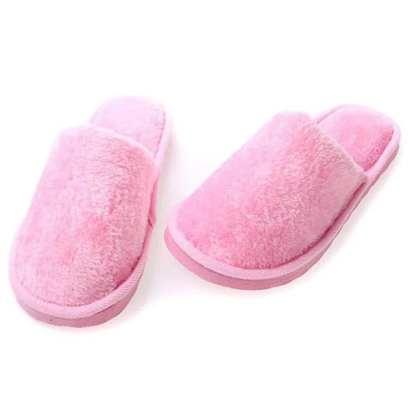 Soft Plush Cotton Slippers Shoes Autumn Winter Couple Unisex Non-Slip Floor Indoor Home Furry Slippers Women Shoes For Bedroom