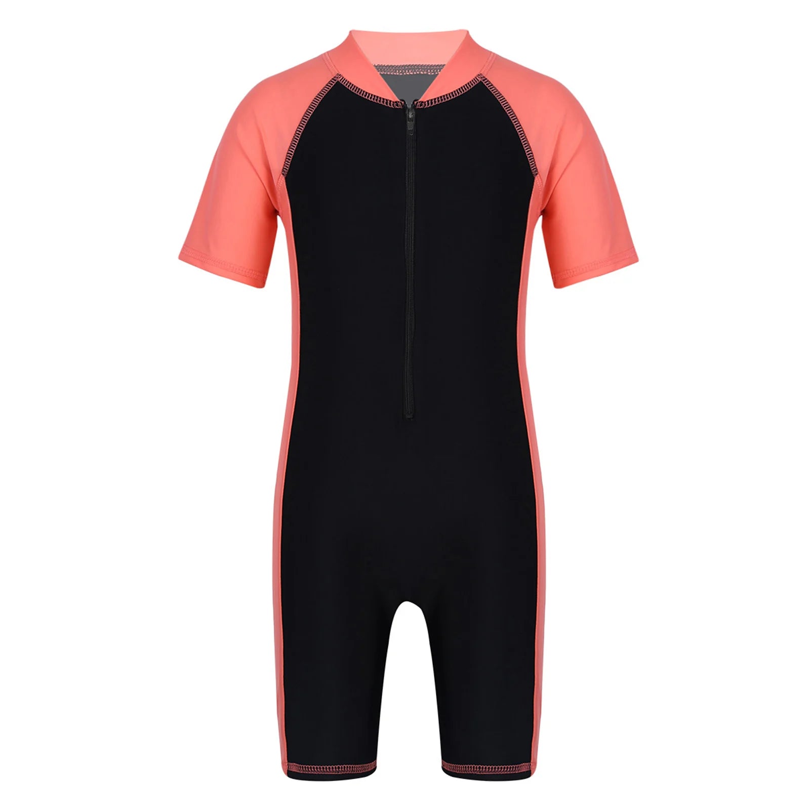 Wetsuits Kids Boys Girls Swimwear Swimsuits Short Sleeves Bodysuit Zippered Shorty Unitard Children's Bathing Suit Wetsuit