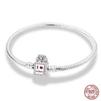 Bracelet Silver 925 Original 17-20CM Star Moon Sun Four Leaf Clover Green Zircon Bracelets Fit DIY Charms Birthday Jewelry Gifts