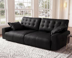 Oversized PU Leather Sectional Sofa Adjustable Backrest 31.5" Seat Depth Semi-Reclining Sleeper Chaise 91" 2 Seat, Customized