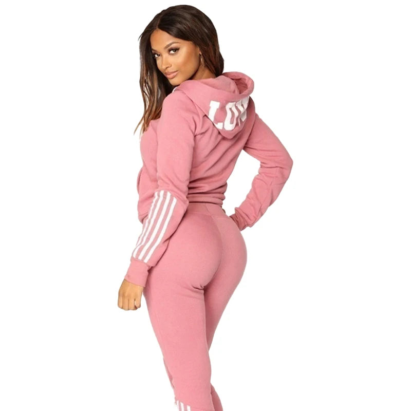 Fashion Women Track Suits Sports Wear Jogging Suits Ladies Hooded Tracksuit Set Clothes Hoodies+Sweatpants Sweat Suits Secondary image