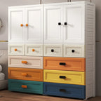 New model 70-Face wide thickened wardrobe simple bedroom plastic cabinet double door drawer type clothes hanging storage cabinet