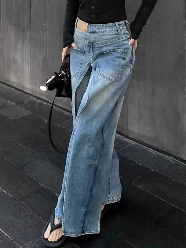 Trashy Y2K Style New Rock Hip Hop Baggy Wide Leg Jeans Pants Women 90S Clothes Vintage Straight Lady Denim Trousers Ropa Mujer