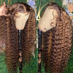 Rose Pink Small Curls Lace Front Wig 13x4 HD Deep Wave Frontal Wig for Women Synthetic Lace Frontal Wig Pre Plucked Daily