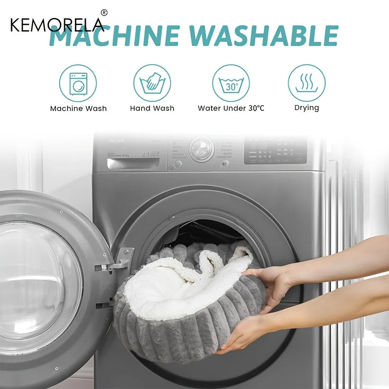 Calming Warm Kitten Bed Round Hooded Cat Cave, Indoor Puppy Sleeping Bed Suitable for Cat Dog Non-Slip Bottom Cat Cushion