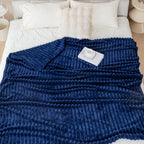 1pc solid color thick wide stripe multifunctional blanket, can be used as bed sheet covering blanket, nap blanket, pet blanket