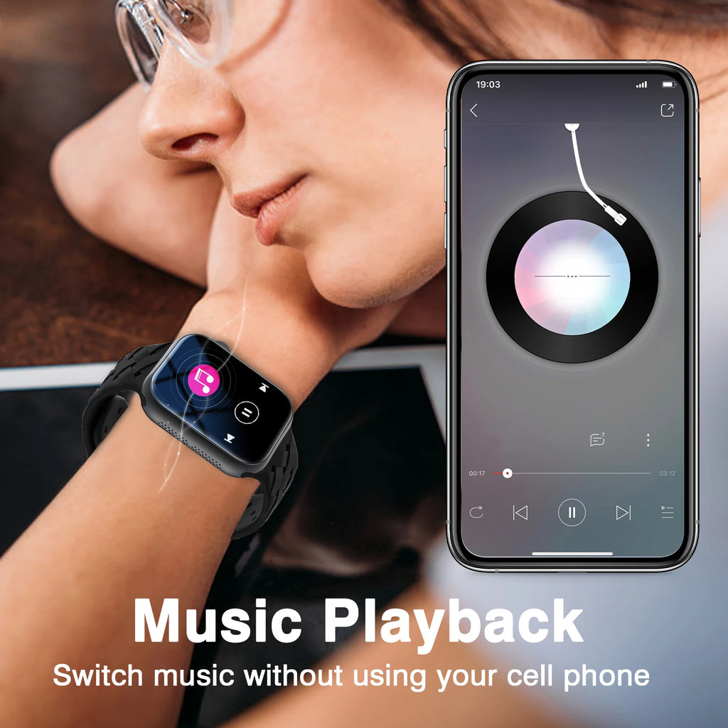 New Smart Watch,More Sports Modes,Voice Assistant,Outdoor Fitness Tracker, For Iphone/Android, An Ideal Gift for Family &Friends