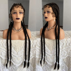 Synthetic Lace Front Wig Braided Wigs With Baby Hair 32 Inches 4 Twist Cornrow Braids Cosplay DIY Wig Synthetic Crochet Braids