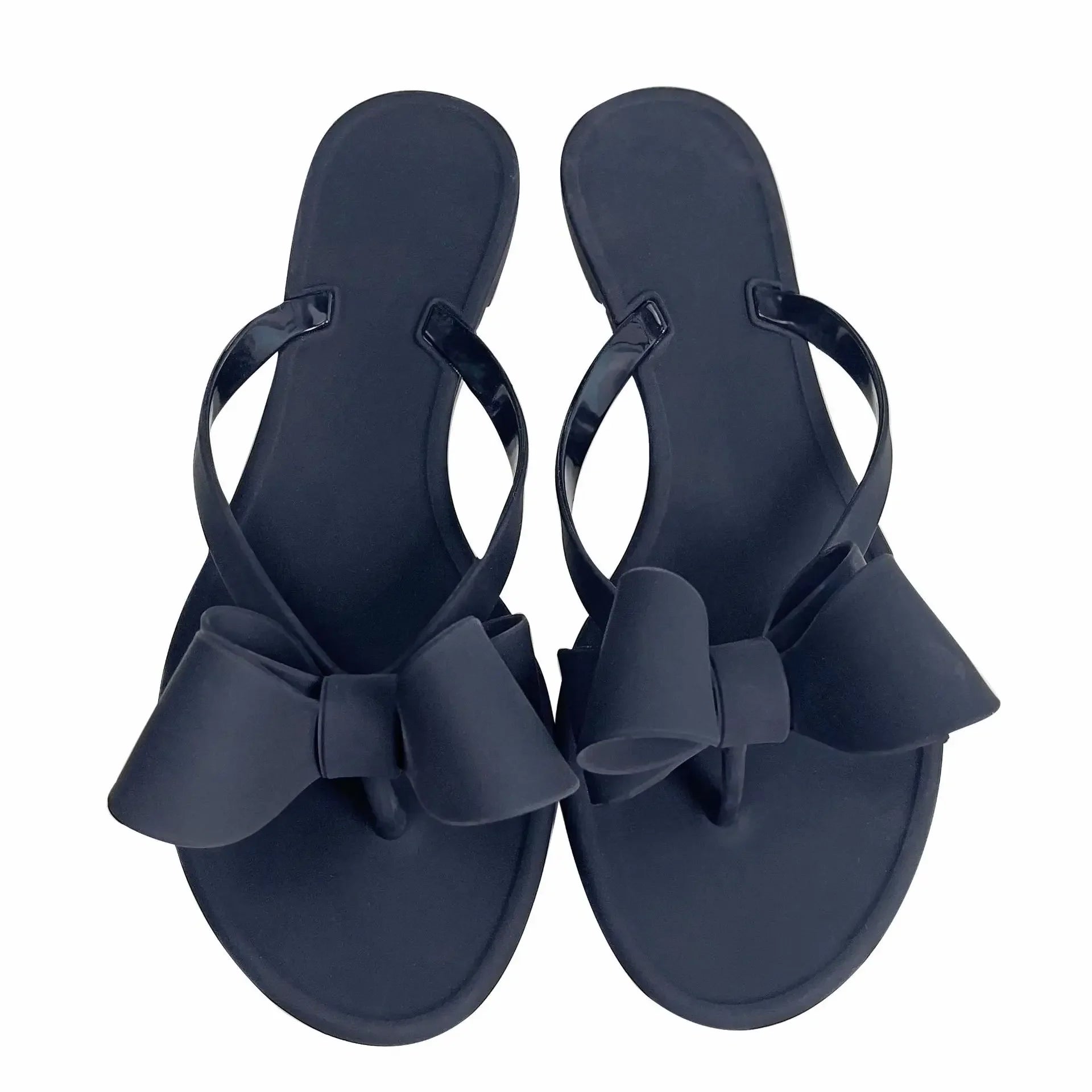 EOFK Summer Jelly Slippers Women Butterfly PVC Sweet Beach Pull On Flat Solid Ladies Versatile Fashion Anti slip Slippers