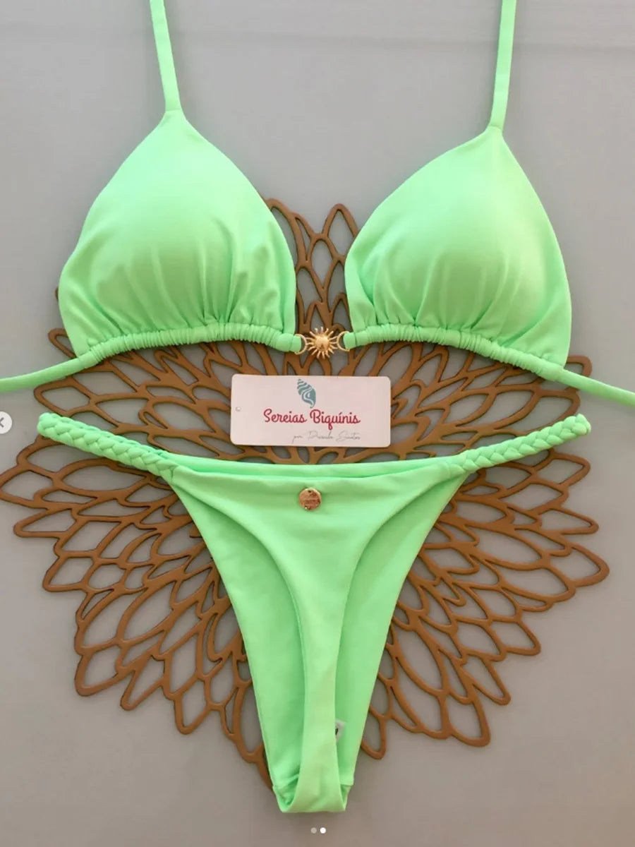 2025 New Sexy Retro Prints Brazilian Mciro Bikini Women Swimsuits Lace-up Swimwear Backless Biquini Swimsuits Beachwear