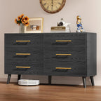 6 Drawer Dresser for Bedroom, Chest of Drawers with Metal Handles, Wood Storage Modern Dresser for Nursery, Living Ro，Customized