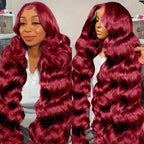 250 Density 99J Burgundy 13x6 Lace Frontal Human Hair Wigs Brazilian Colored 30 42 Inch Body Wave Lace Front Wigs Human Hair
