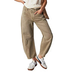 Midiross High Stretch Mid-Rise Barrel Jeans Fashion wide Leg Shape Women Casual Baggy Mid Waist Denim Pants
