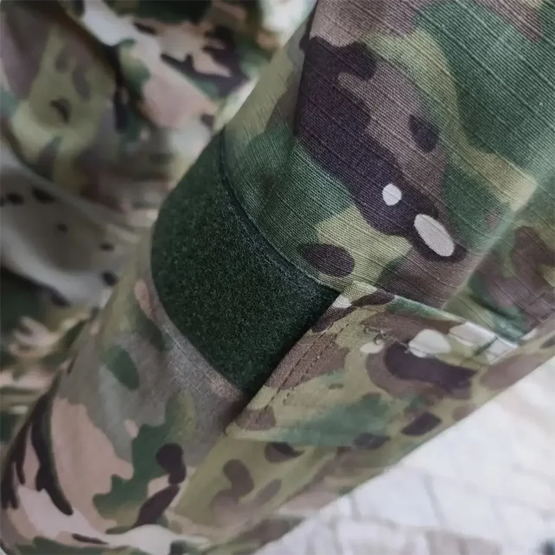 Camo Tactical Sets Outdoor Long Sleeve Wear-resisting T Shirts+Multi-pocket Tactic Cargo Pants Suit Training Workwear Combat Set