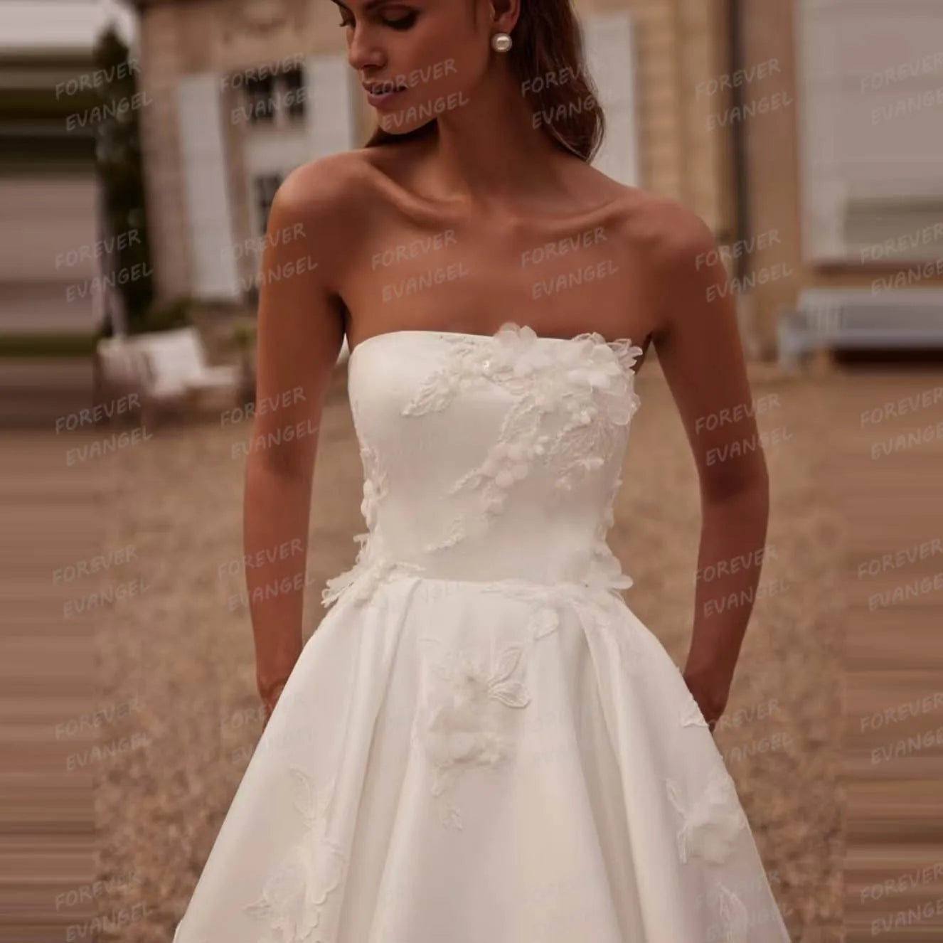 Luxury Wedding Dresses A Line Woman's Elegant Appliques Sleeveless Strapless Bride Gowns TULLE Customized 2025 Vestidos De Novia Secondary image