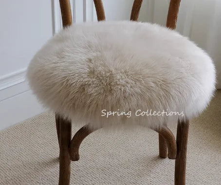35/40/45CM 100% Pure Sheepskin Wool Hairy Floor Carpet Rugs Round Chair Cushion Seat Pad Covering Soft